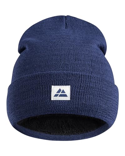 DANISH ENDURANCE Warm Beanie with Fleece Lining for Men & Women, Winter Hat, Blue, One Size