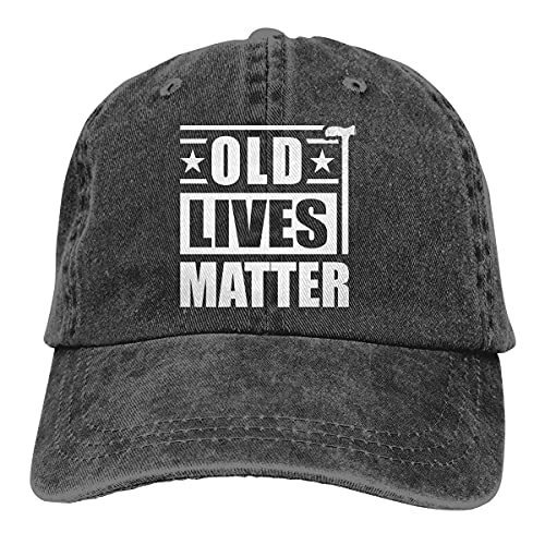 Funny Birthday Gifts Baseball Cap for 50th 60th 70th 80th Men Women, Old Lives Hat Matter, Vintage Adjustable Washed Cotton Denim Hat for Grandma, Grandpa
