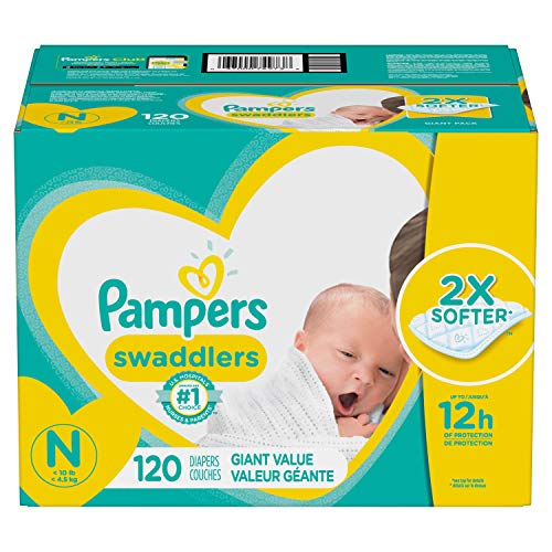 Pampers Swaddlers Disposable Diapers Newborn, Size N, 120 Count, GIANT