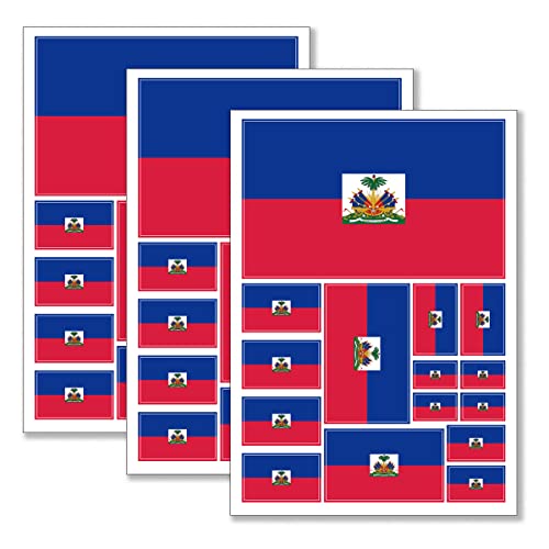QQSD Haiti Flag Sticker Haitian Decal in Multiple Sizes (3 Pack, 11.7 x 8.3 Inches)