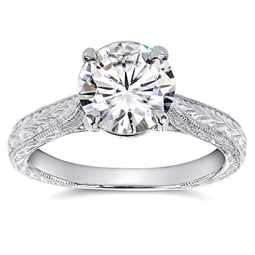Kobelli Antique Style Style Moissanite Engagement Ring 1 1/2 CTW 14k White Gold, Size 8.5
