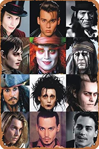 Neqivtly Johnny Depp Tin Sign Vintage Metal Poster for Bar,Cafe,Garage,Man Cave,Home Wall Decoration 12x8 Inches
