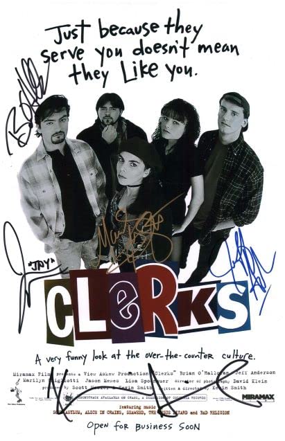 Clerks - JEFF ANDERSON, MARILYN GHIGLIOTTI, JASON MEWES, BRIAN O'HALLORAN, KEVIN SMITH Signed Reprint (RP)/Pre-printed (PP) Autograph Autographed Photo Photograph Print - 8x12-inch