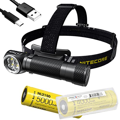 Nitecore HC35 2700 Lumen USB Rechargeable L-Shape Detachable Headlamp Flashlight, add NL2150 and LumenTac Organizer