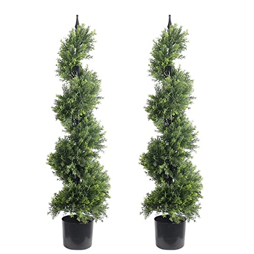 ALL SEASON GREEN 47'' Artificial Outdoor Plants Boxwood Topiary Spiral Front Porch Decor Tree Potted