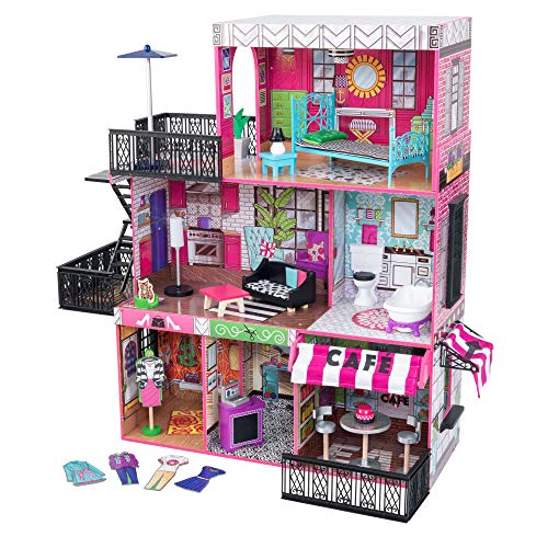 KidKraft Brooklyn's Loft Wooden Dollhouse with 25-Piece Accessory Set, Lights and Sounds, Gift for Ages 3+ 41.75' x 18.25' x 41.75'