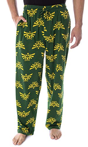 Nintendo Men's The Legend of Zelda Hyrule Crest Soft Touch Cotton Pajama Pants L Green