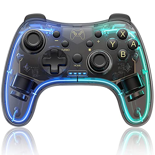 Switch Controller Compatible with Nintendo Switch/Lite/OLED & PC/Android/IOS, Switch Pro Controller With RGB Breathing LED, Switch Controllers Remote Supports App with Turbo, Wake-up Function