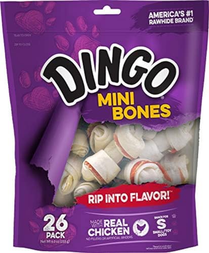 Dingo Mini Bones, Rawhide For Small/Toy Dogs, 26-Count
