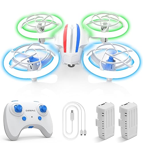 DEERC D23 Mini Drone for Kids 8-12 and Beginners, LED RC Quadcopter Indoor Drone with 2 Batteries, Light Switch, 360° Flip, Fly Back, Propeller Full Protect, Easy to Use Kids Gifts Toys for Boys, Girls