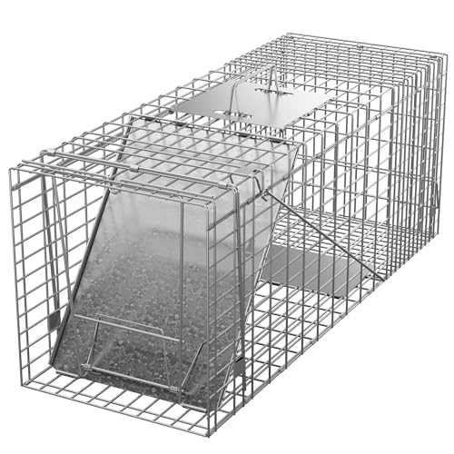 ZENY Live Animal Cage Trap 32' X 12.5' X 12' w/Iron Door Steel Cage Catch Release Humane Rodent Cage for Rabbits, Stray Cat, Squirrel, Raccoon, Mole, Gopher, Chicken, Opossum, Skunk & Chipmunks