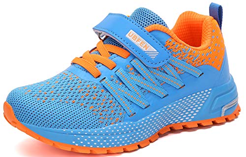 KUBUA Kids Sneakers for Boys Girls Running Tennis Shoes Lightweight Breathable Sport Athletic Blue Orange