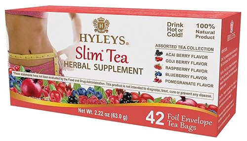 Hyleys Slim Tea 42 Ct Assorted - Weight Loss Herbal Supplement Cleanse and Detox - 42 Tea Bags (1 Pack)