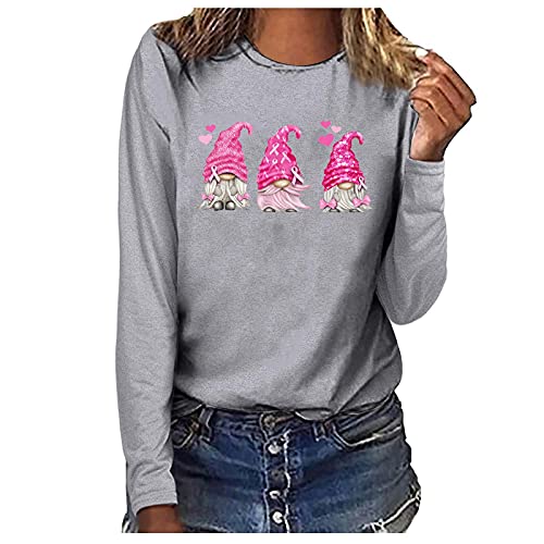 Breast Cancer Shirts for Woman Deals of The Day Breast Cancer Awareness Shirts Crewneck Long Sleeve Pullover Pink Sunflower Ribbon Graphic Breast Cancer Sweatshirts Gray 2X