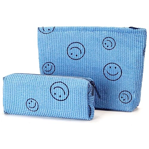 SANYETS Cosmetic Bags,Makeup Bag for Women,Travel Makeup Bag, Corduroy MakeUp Bag Organizer,Small MakeUp Brush Bag,Make Up Purse Pouch with Zipper,Cute Toiletry Bag,Aesthetic Preppy Stuff