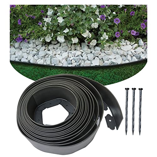 Landscape Edging Border No Dig, Plastic Edging for Landscaping, Garden Edging Border,Lawn Edging,Garden Borders,Flower Bed Edging,Rubberific Landscape Edging, Yard Edging (33feet Balck Tall Wall)