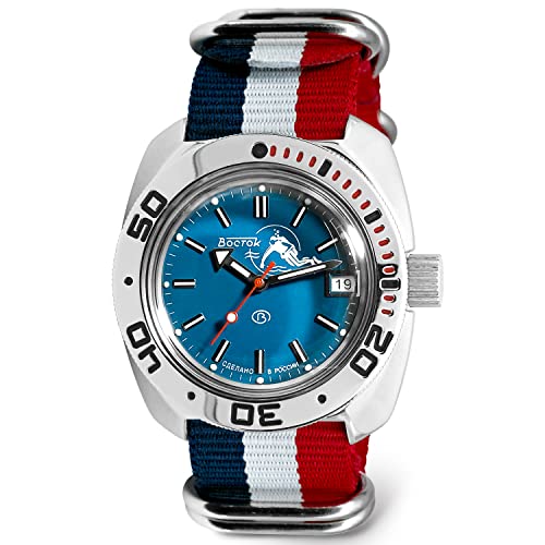VOSTOK | Amphibia 710059 Scuba Dude Automatic Self-Winding Diver Wrist Watch | Tricolor Strap