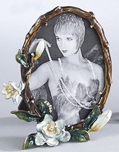 Fennco Styles Gorgeous Vintage Enamel Floral Crystal Photo Frame-3.5'x5'
