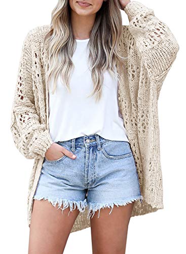 Lightweight Summer Cardigan for Women Spring Netted Crochet Cardigans Sweaters Beige