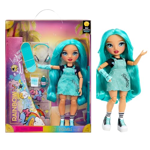 Rainbow High Blu - Blue Fashion Doll in Fashionable Outfit, Wearing a Cast & 10+ Colorful Play Accessories. Gift for Kids 4-12 Years and Collectors
