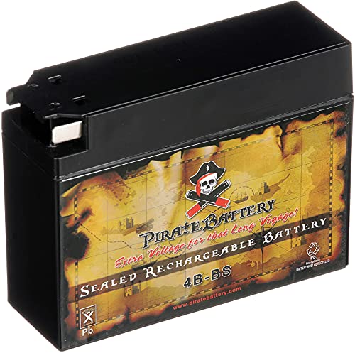 Pirate Battery 4B-BS Maintenance Free Replacement Battery for Suzuki and Yamaha Motorcycle: 12 Volts, 3 Amps, 2.3 Ah, Tab Terminal