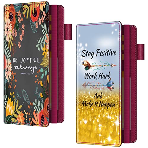 Aatacas 2 Pcs Checkbook Covers - Quality Printed Leather Personal RFID Blocking Check Book Credit Card Holder Wallet for Men and Women