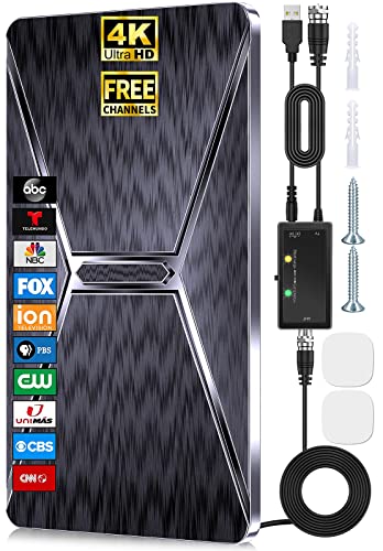 2023 TV Antenna for Smart TV Up 800 + Miles, Indoor Digital Antenna Outdoor Long rang for All TVs VHF UHF High Gain, Antenna Amplifier Signal Booster Support 8k 4k 1080p Fire Stick & HDTV Cable