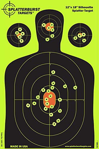 Splatterburst Targets - 12 x18 inch - Silhouette Splatter Target - Easily See Your Shots Burst Bright Fluorescent Yellow Upon Impact - Made in USA (25 pack)
