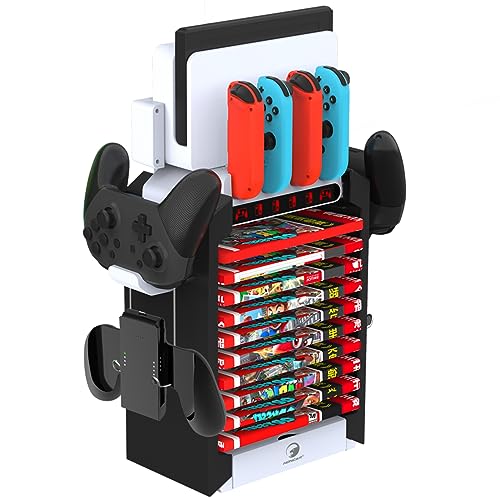 Switch Organizer Station with Switch Controller Charger, Multifunctional Storage Stand for Nintendo Switch Dock. for Switch Controller Holder、Joy con Charging Dock and Switch OLED Console