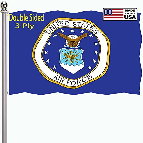 ducuh Air Force Crest Emblem Flag 3x5 Outdoor Double Sided 3 Ply- US Coat of Arms Military USAF Flags-Vivid Color Clear Pattern Reinforcement Sewing Durable Polyester with 2 Brass Grommets