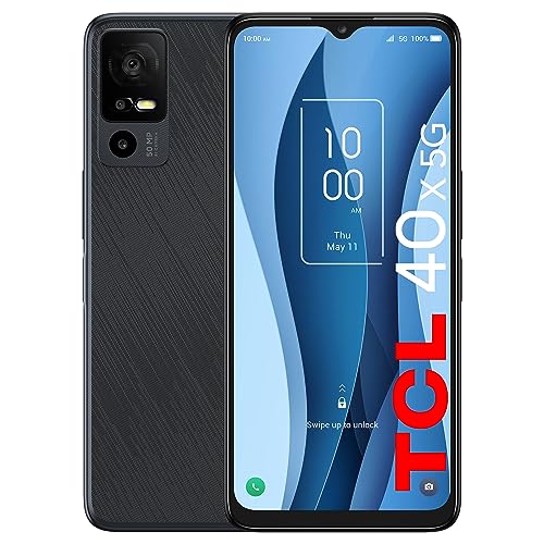 TCL 40 X 5G Unlocked Cell Phone, 5G Android 13 Unlocked Phone, 5000 mAh Smartphone, 50MP Main Camera, 6.56 Inch Mobile Phone, 64GB ROM up to 1TB with Micro SD Card (Sold Separately), U.S. Version