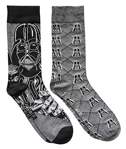 STAR WARS Darth Vader Argyle Men's Crew Socks 2 Pair Pack Shoe Size 6-12