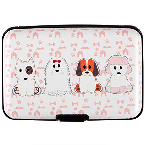 Kaabao Credit Card Holder for Women Men Small RFID Blocking Wallet Business Metal Slim Mini Aluminum Hard Case Gift (Cute Dogs)