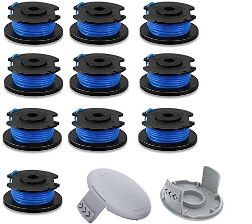 AC14RL3A String Trimmer Replacement Spool Line with 522994001 Cap for Ryobi One+ 24V, 18V, and 40V Cordless Trimmers, 0.065' Autofeed Replacement Spool- (12 Pack)