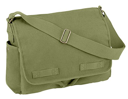 Rothco Classic Canvas Messenger Bag – Crossbody Shoulder Bag for Men – Heavy-Duty Cotton Canvas – Multiple Pockets for Ultimate Storage – Olive Drab