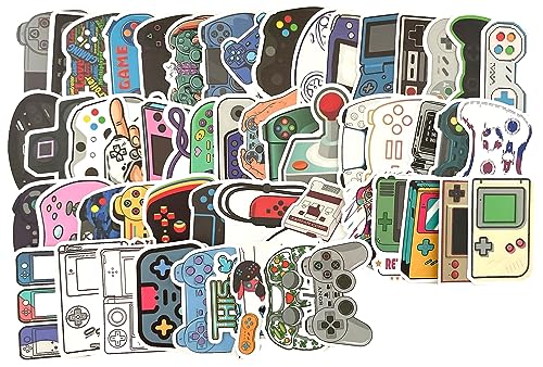 Video Game Controllers Non-Repeating Decal Sticker 50 pcs Gaming Controller Game Device Retro Vinyl Stickers for Hydro flask Water Bottles Laptop Computer Skateboard Car Bumper Waterproof Decals