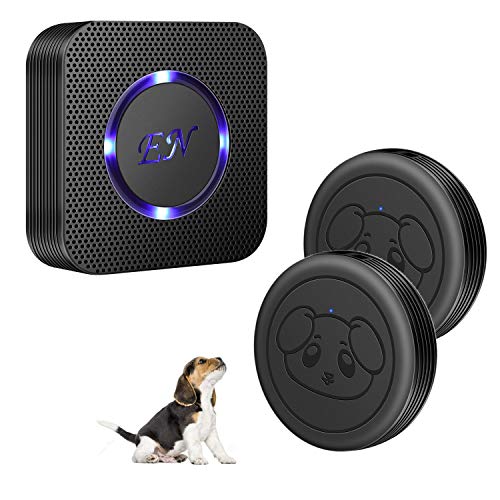 EverNary Dog Door Bell Wireless Doggie Doorbells for Potty Training with Warterproof Touch Button Dog Bells Included Receiver and Transmitters (Black)