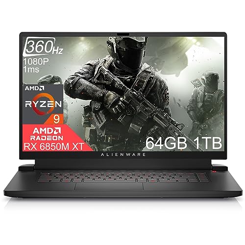 Alienware m17 R5 17.3' 360Hz FHD 1ms (AMD Ryzen 9 6900HX, 64GB DDR5 RAM, 1TB PCIe SSD, Radeon RX6850M XT 12GB (Beat RTX 3070 Ti)) RGB Backlit Gaming Laptop,Thunderbolt 4, G-SYNC, Win 11 Home -Dark