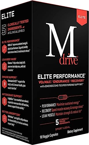 Mdrive Elite Test Booster for Men - Supports Immune Health, Energy, VO2Max, Recovery, Stress Relief, Lean Muscle, KSM-66 Ashwagandha, DIM, Fenugreek, 90 Capsules