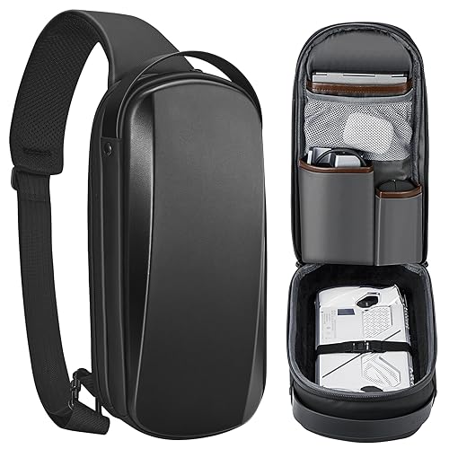 MVRPDXC Carrying Case for Rog Ally Console & Accessories, Shockproof Hard Shell Protective Crossbody Shoulder Chest Backpack with Pockets Fit Console for Travel and Home Storage