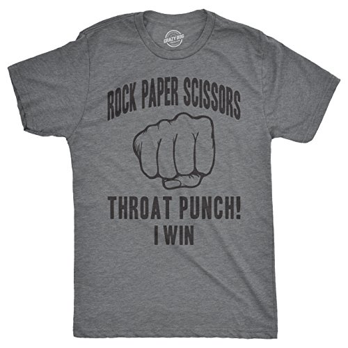 Mens Rock Paper Scissors Throat Punch T Shirt Funny Sarcastic Hilarious Novelty Funny Mens Shirts for Sarcastic People with Adult Humor Light Grey XXL