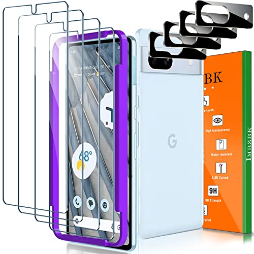 IMBZBK [4+4 Pack for Google Pixel 7a Screen Protector Tempered Glass Accessories 4 Pack Screen Protector with 4 Pack Camera Lens Protector for Pixel 7a Case Friendly Fingerprint Suitable