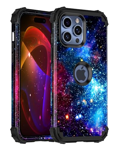 Miqala Compatible with iPhone 15 Pro Max Case,Glow in The Dark Three Layer Heavy Duty Shockproof Hard Plastic Bumper+Soft Silicone Rubber Protective Case for iPhone 15 Pro Max 6.7 inch,Blue