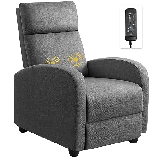 Furniwell Massage Recliner Chair for Living Room Adjustable Fabric Reclining Chair Home Theater Seating Modern Winback Single Sofa for Adults with Footrest (Gray)