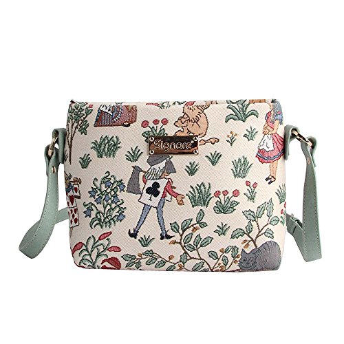 Signare Tapestry Crossbody Bag Shoulder Purse for Women In Wonderland Design (XB02-ALICE)