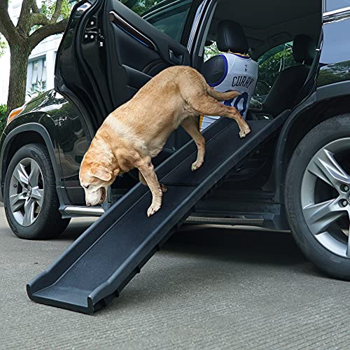 Folding Pet Dog Ramp SUV/Car 62' L Ladder Stairs for Puppy Old Dogs Arthritis Joint Pain Portable Lightweight Dog/Cat Ramp, Durable Pet Ramp Supports up to 150lb, Black
