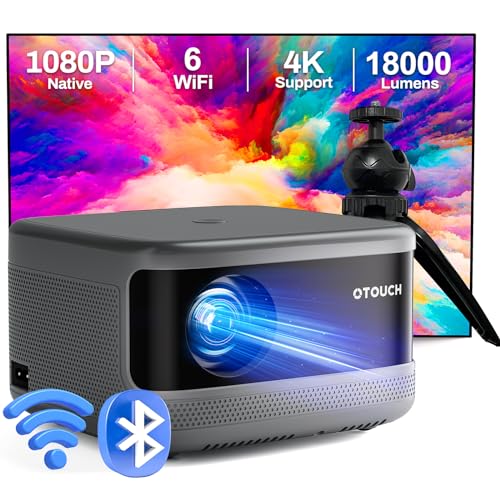 [Electric Focus]OTOUCH Projector Native 1080P 18000LM WiFi 6 Bluetooth 5.2 Projector 4K Support 4P/6D Keystone/50% Zoom/Phone Mirror/HiFi Speakers/Tripod/300''/Portable Case for Home/Outdoor 2024 New