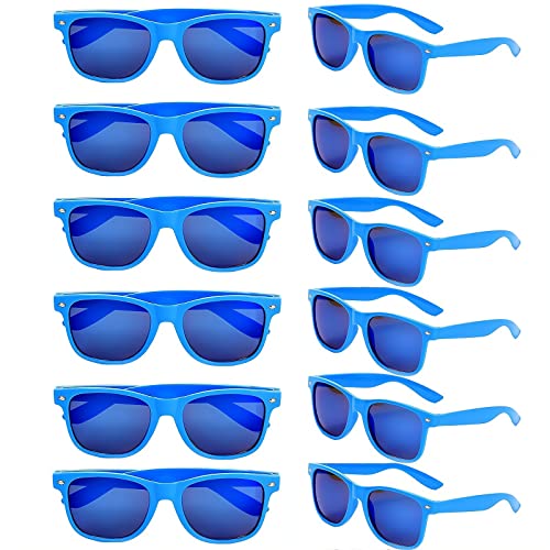 JULYGLASS Blue Sunglasses Bulk Party Favor Wholesale Sunglasses for Adults Vintage Sunglasses Pack of 12