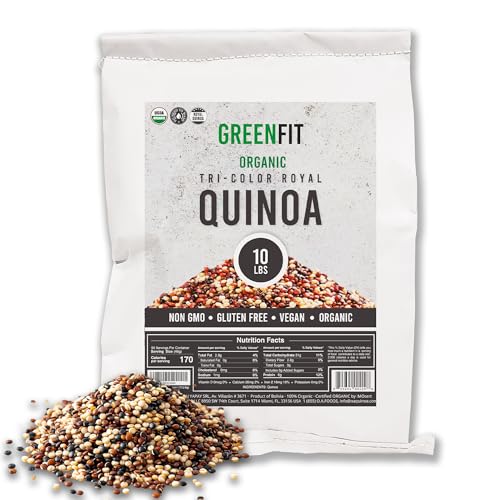 Royal Organic Tri Color Quinoa | OA Quinoa Now Greenfit | Non-GMO, Gluten-Free, Vegan, and Organic | Complete Protein, High Fiber, Low-Calorie Tri-Color Quinoa | (10 Pound - Pack of 1)