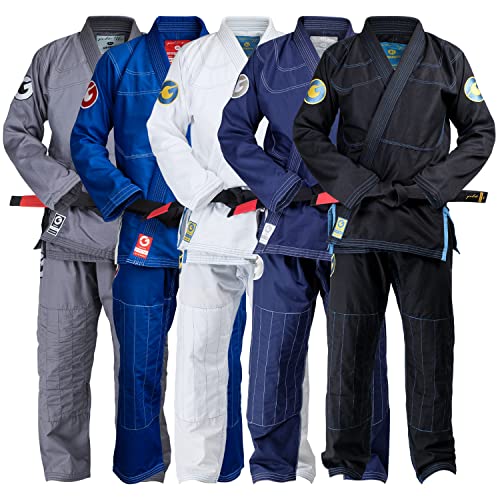 Gold BJJ Aeroweave Jiu Jitsu Gi - Ultra Lightweight BJJ Gi - Preshrunk Brazilian Jiu Jitsu Uniform for Men (Black, A2)